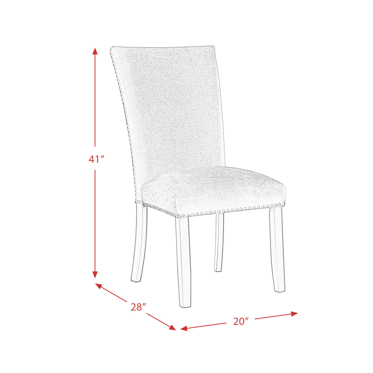 Francesca Rectangular Dining Grey Velvet Side Chair W/ Nailhead Trim (2 Per Pack)