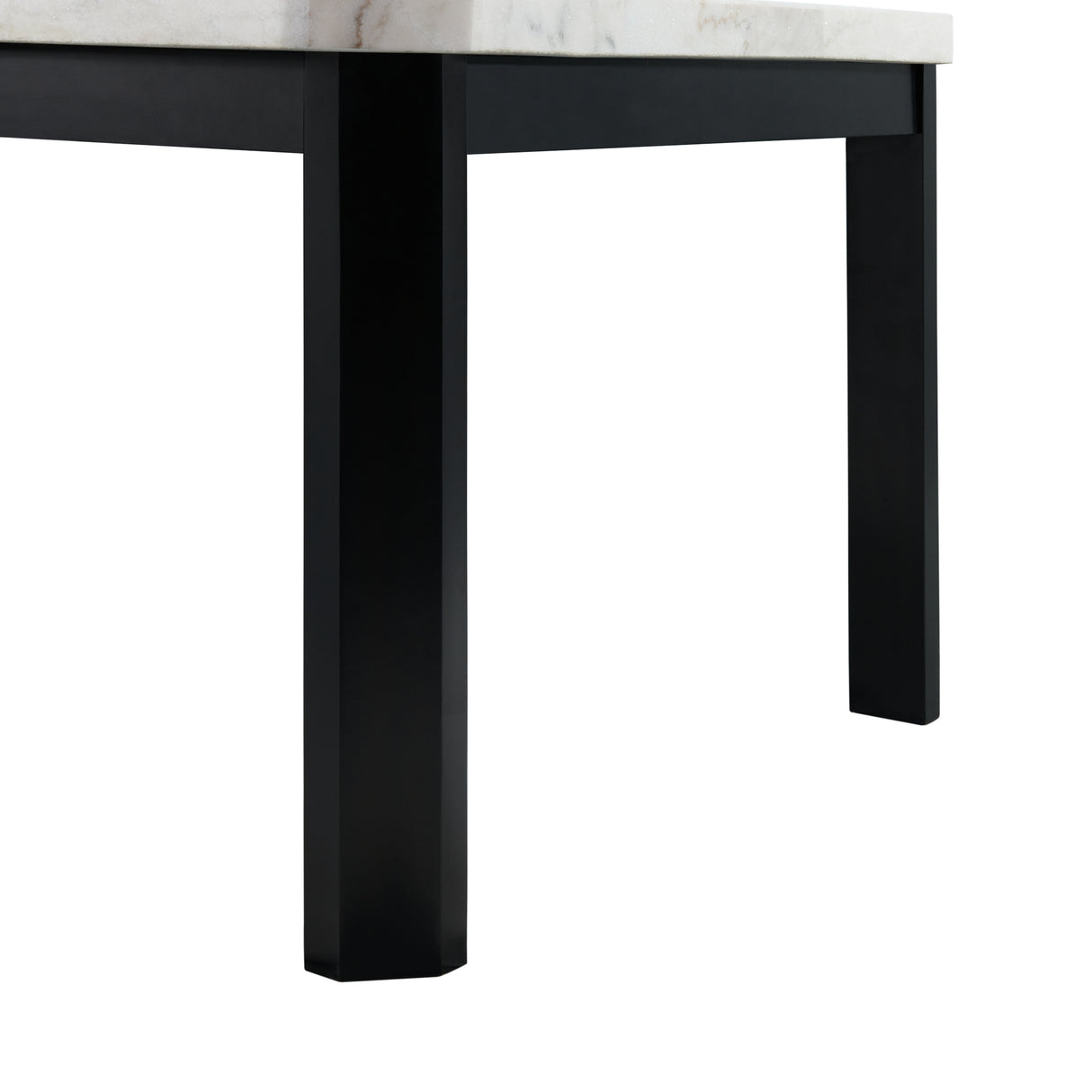 Francesca White Marble Rectangular 5PC Dining Set-Table & Four Blue Velvet Chairs
