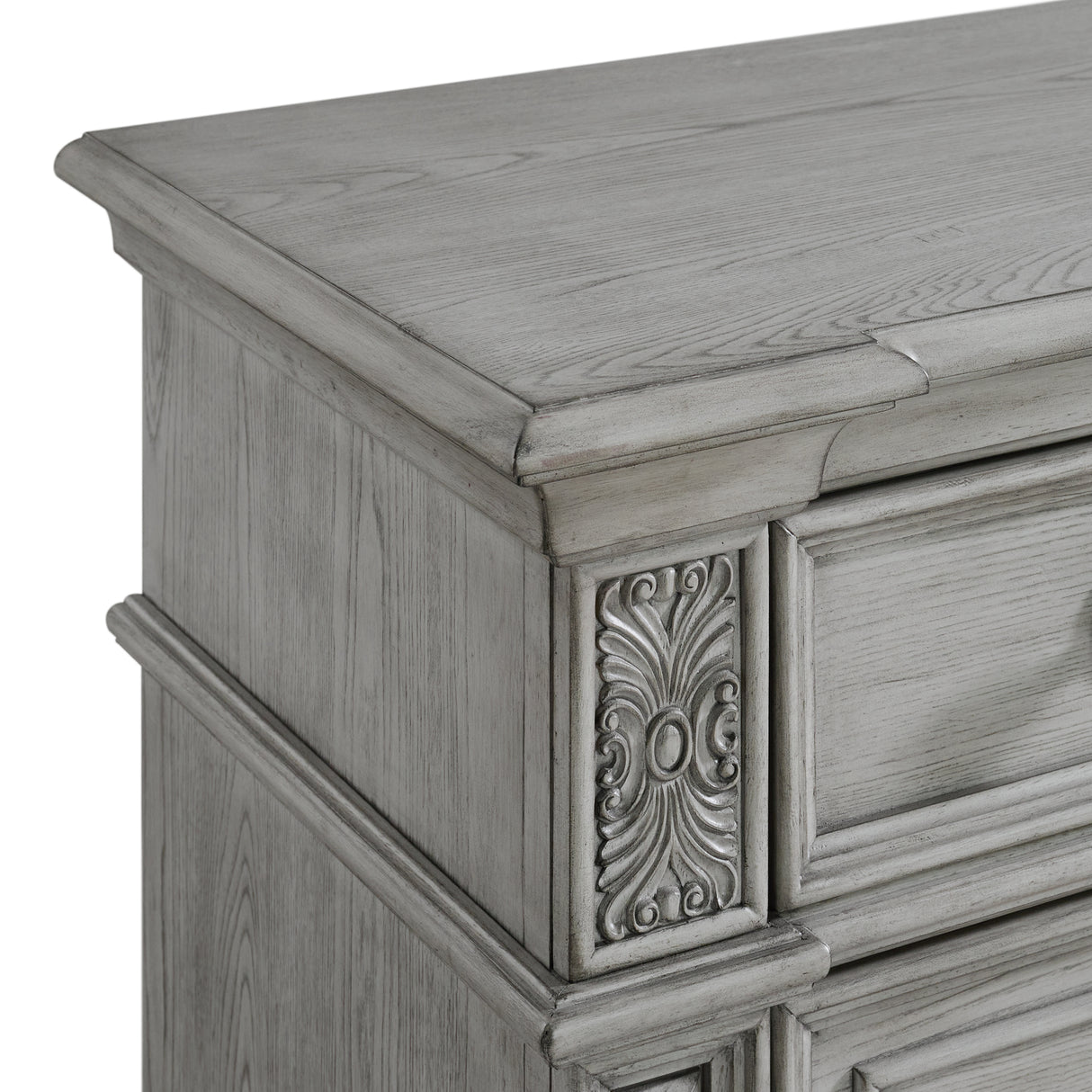 Glenmore Dresser and Mirror Set in Aged Grey