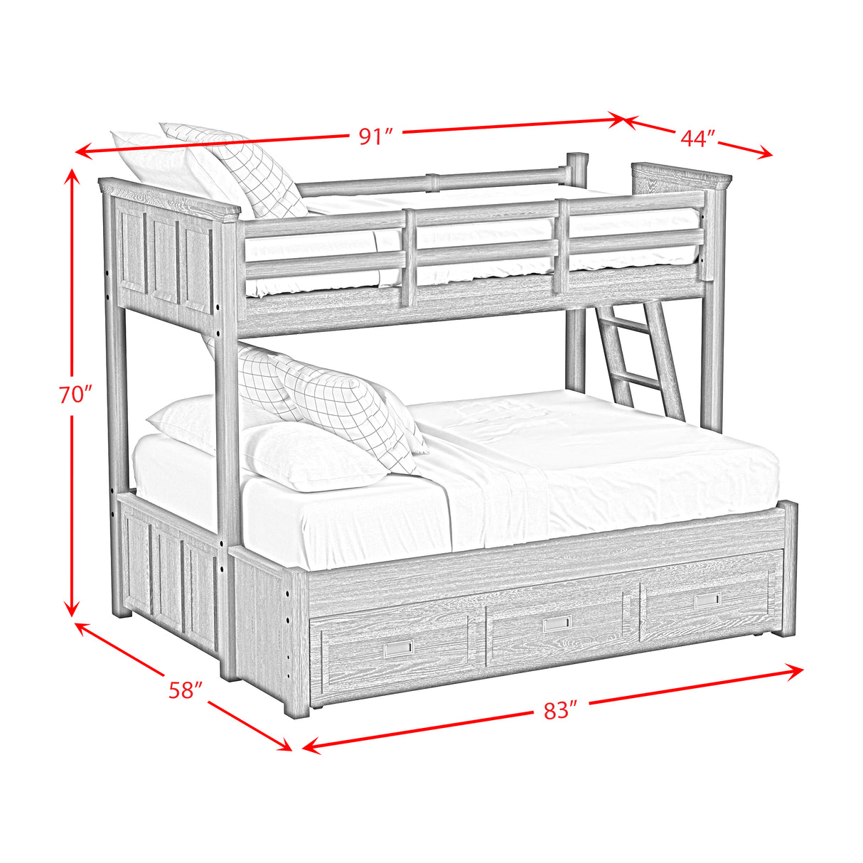 Hampton Kids Over Bunk with Ladder and Trundle