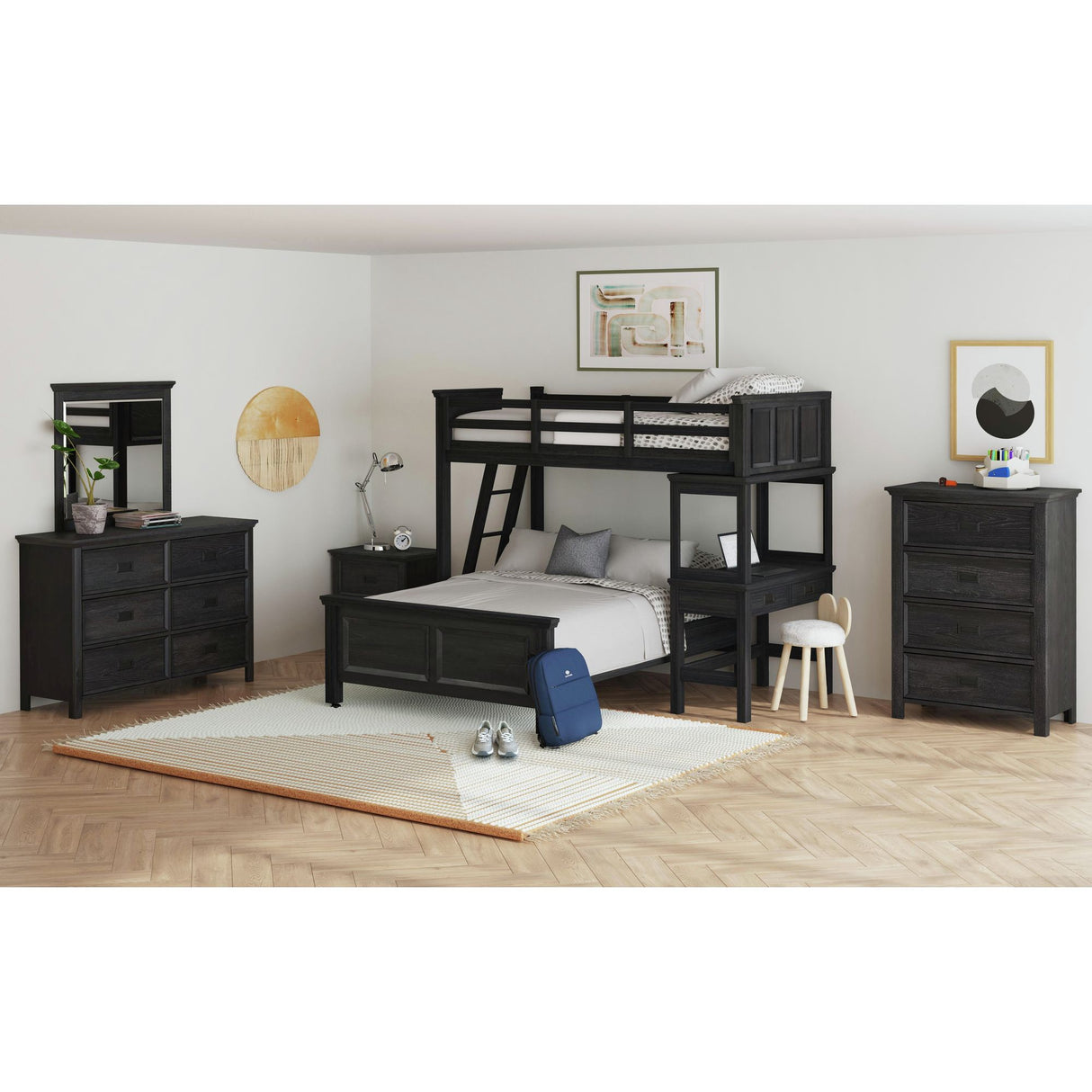 Hampton Kids Over Loft with Ladder and Desk with Speaker
