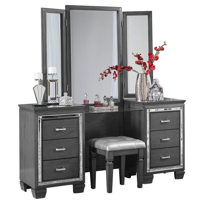 Allura Queen Panel Bed in Gray 1916GY-1