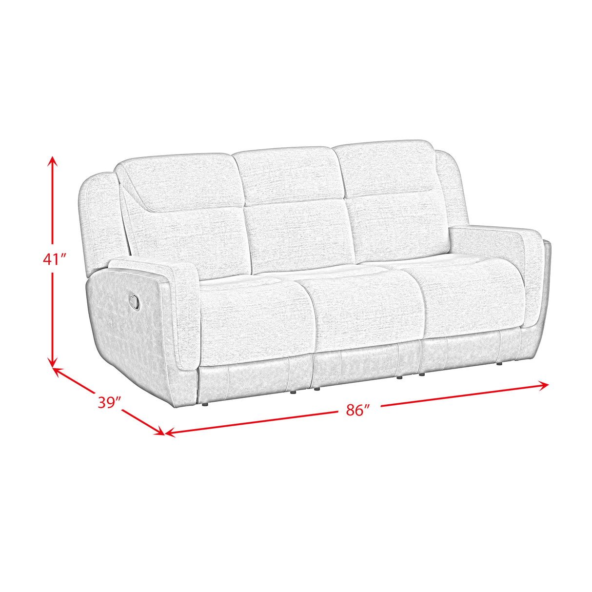 Hornet 3PC Living Room Set in Rancho Grey-Sofa, Loveseat & Recliner