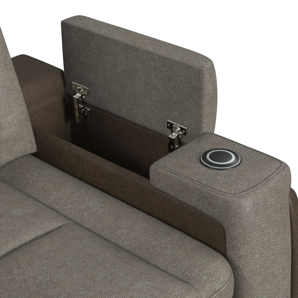 Lantana Power Motion Recliner with Power Headrest, Led ,wireless charger and cup holder in Rocky Grey/Brown