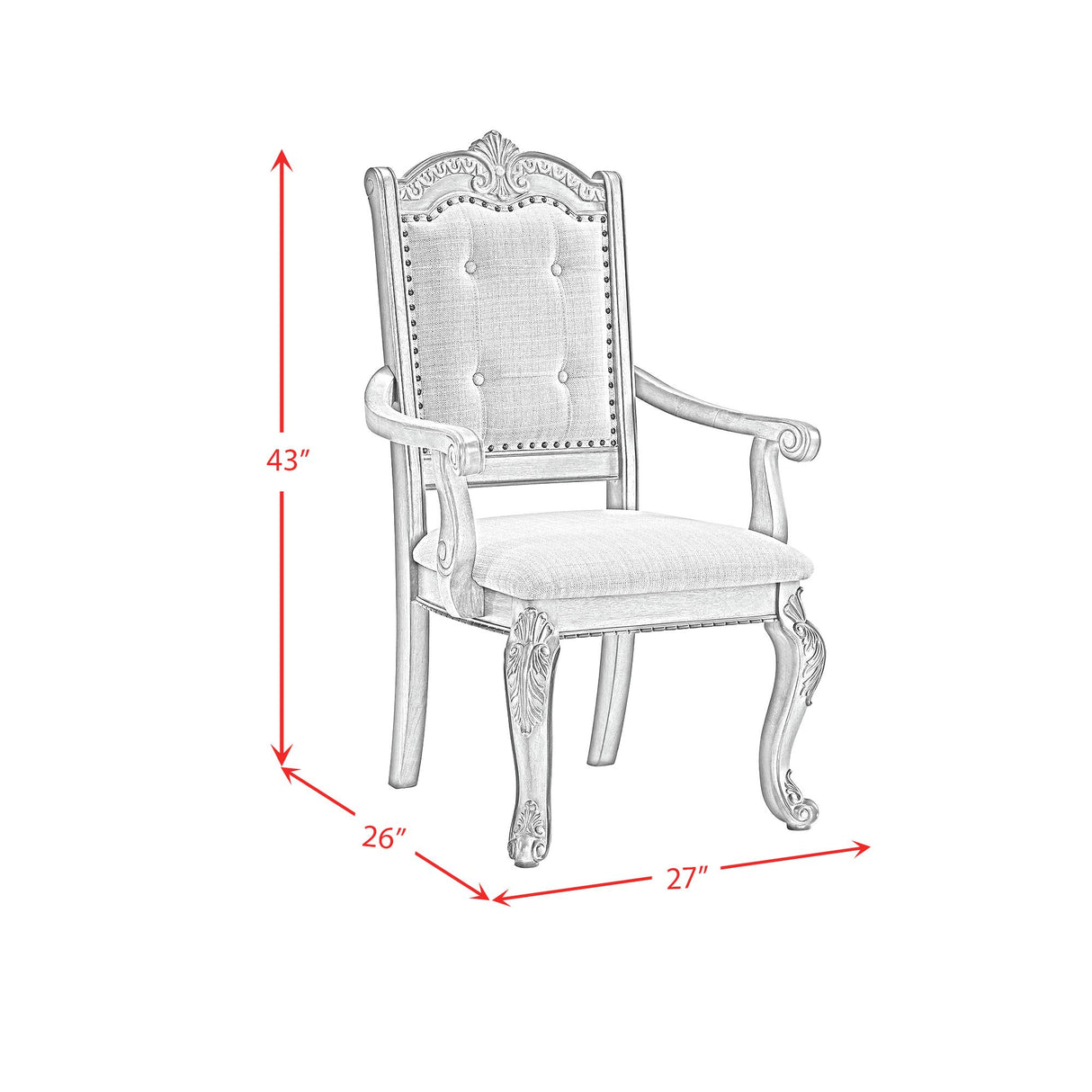 Madison Park Dining Arm Chair with Beige Fabric in Walnut (2 Per Carton)