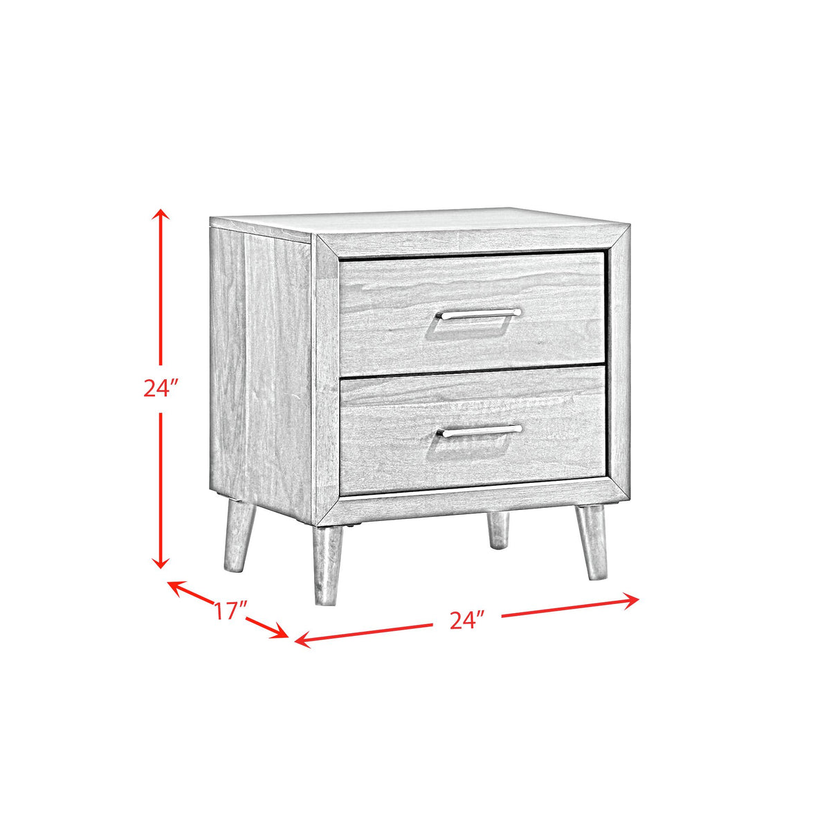 Malibu 2-Drawer Nightstand in Walnut