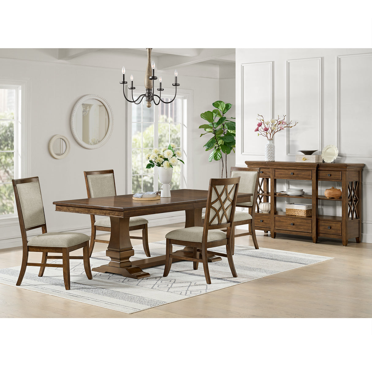 Phillipe Standard Height Dining Set in Cherry-Table and Four Chairs