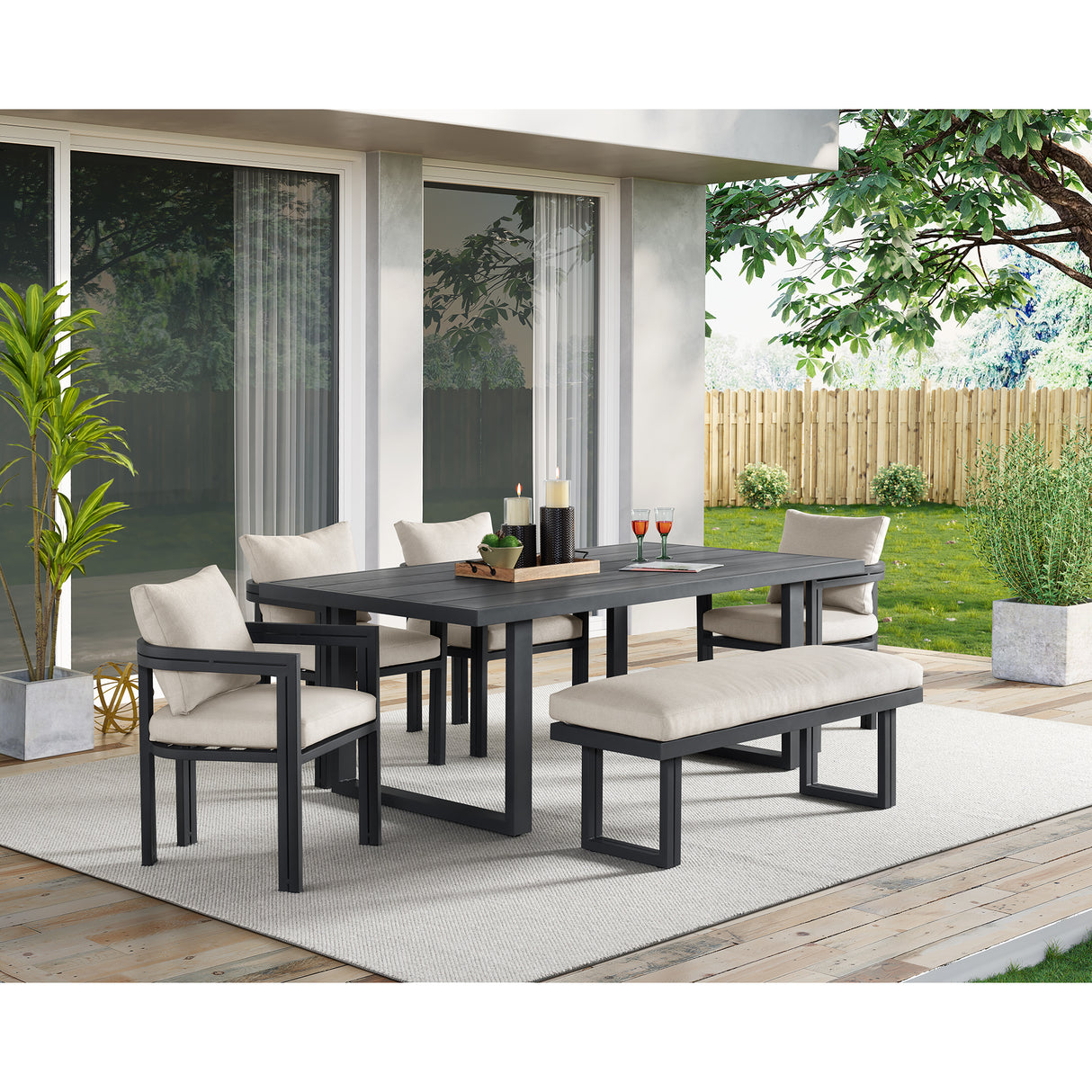 Playa Dining Chair - Dark Grey and Olefin Beige (2 Per Carton)
