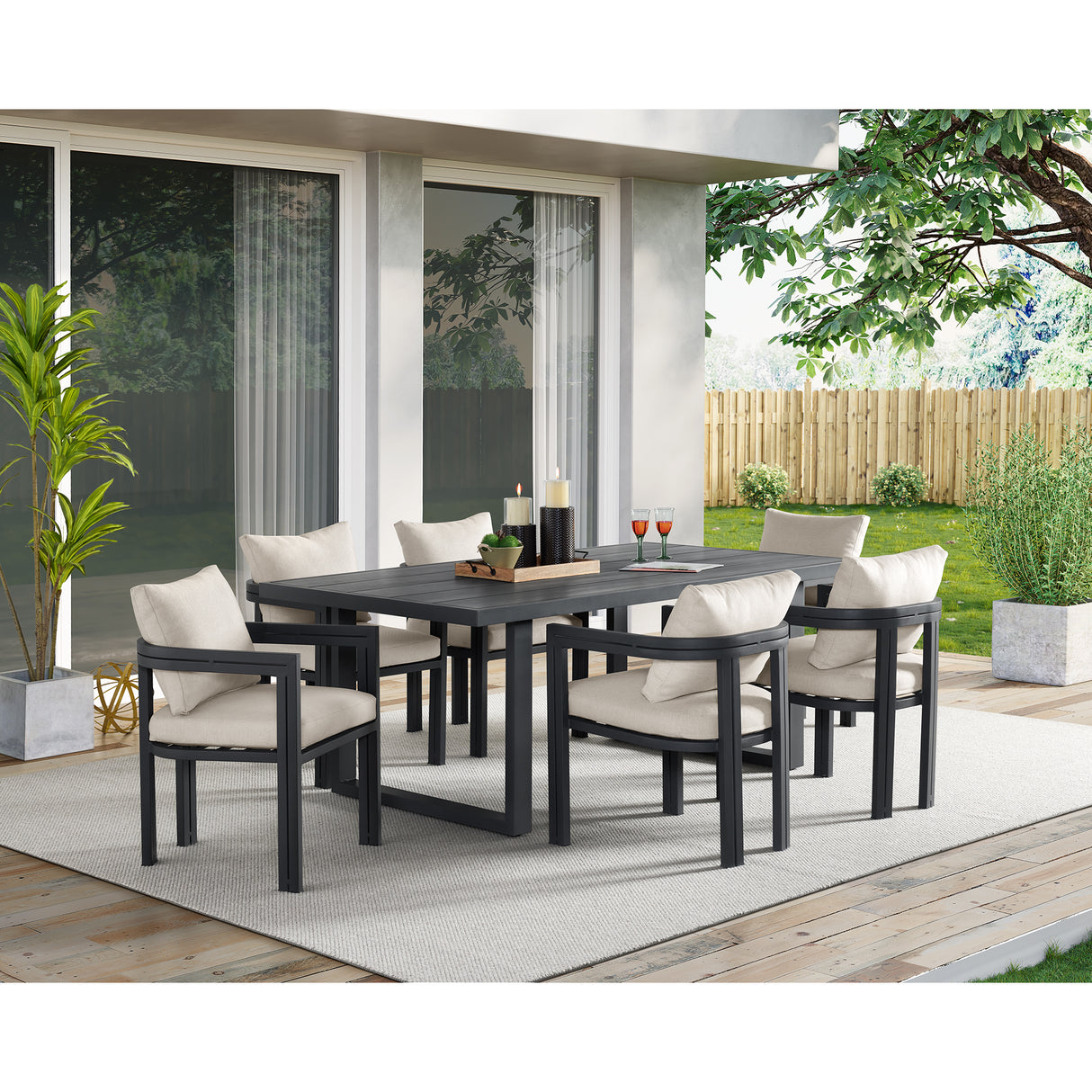 Playa Dining Chair - Dark Grey and Olefin Beige (2 Per Carton)