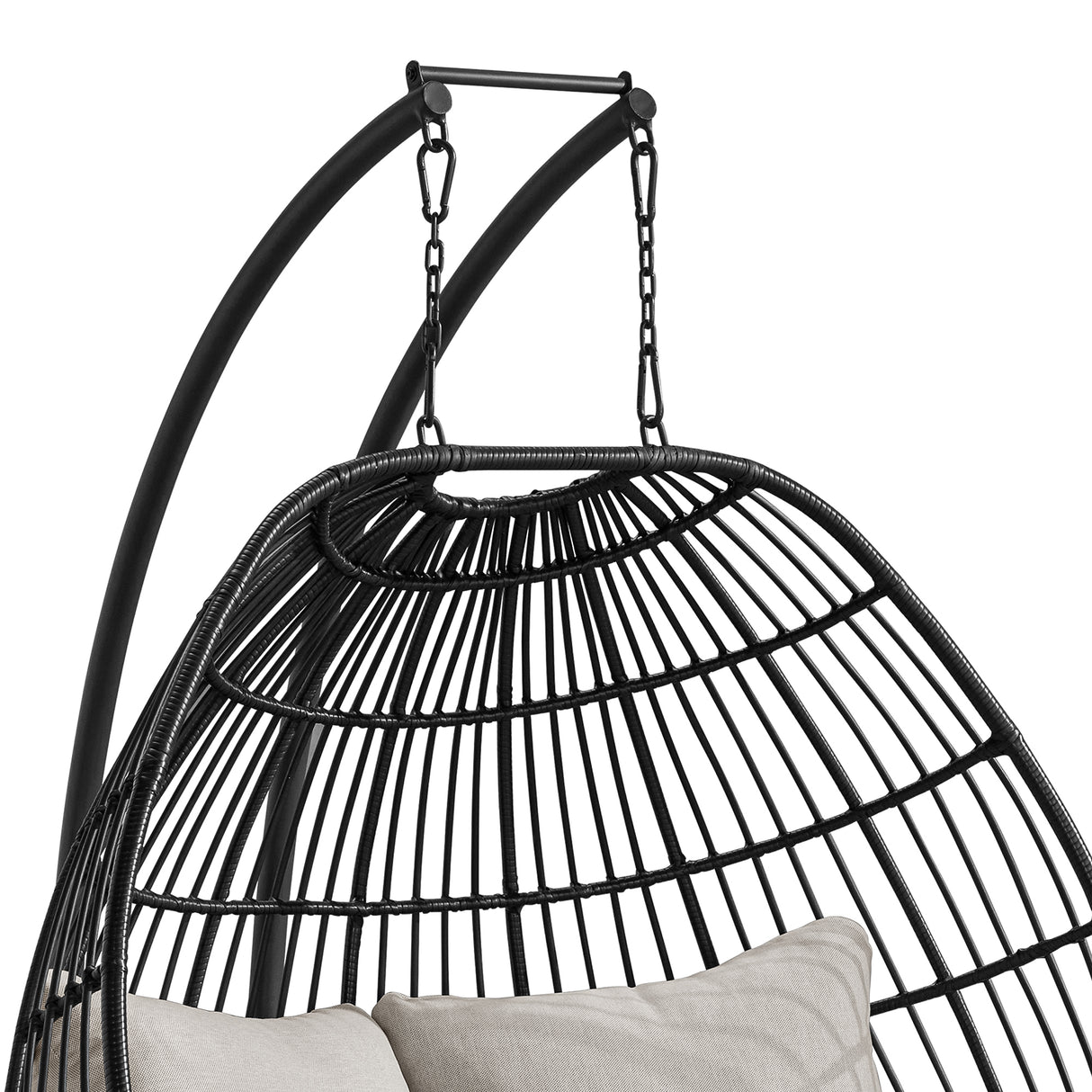 Playa Double Swing Egg Chair Complete - Dark Grey and Olefin Beige