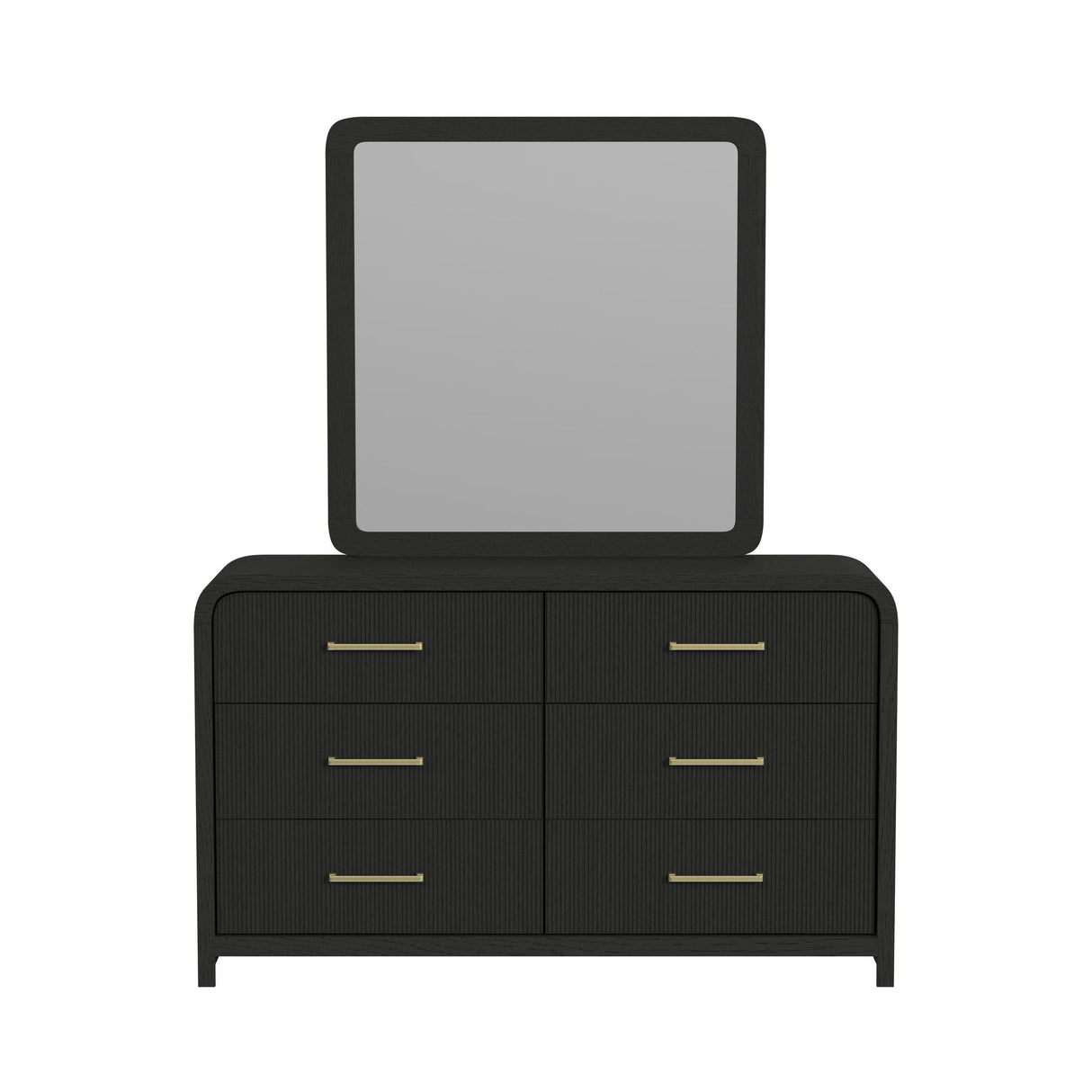 Ridgemont Dresser and Mirror Set in Black with Grain