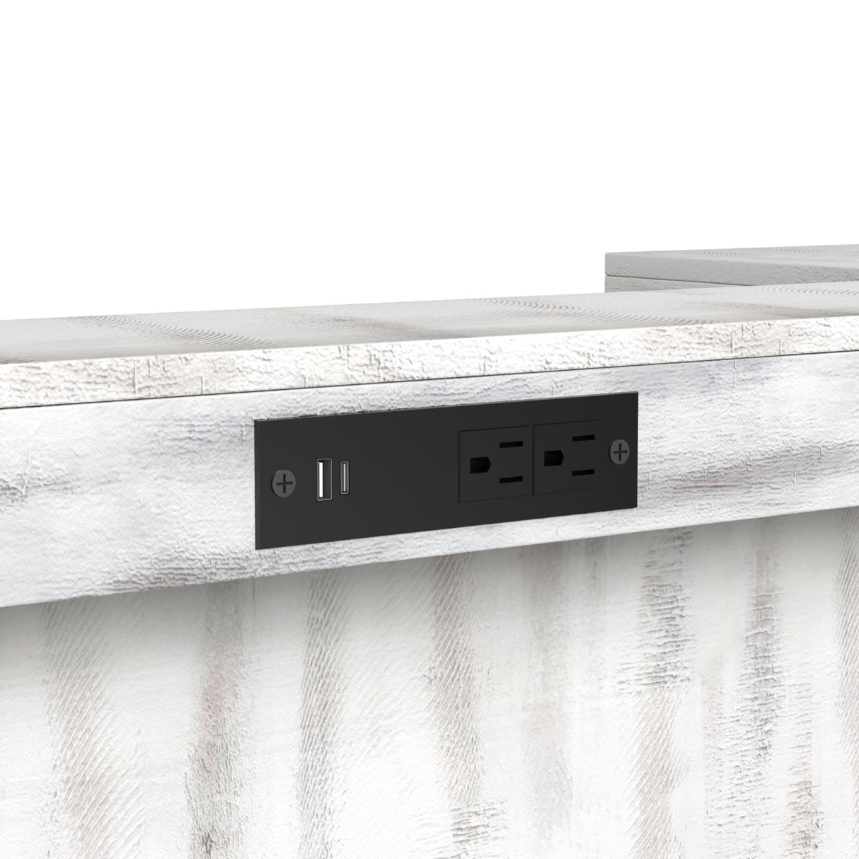 Rogen Rustic Bar Table with Ice Tray, USB and Power in Rustic White