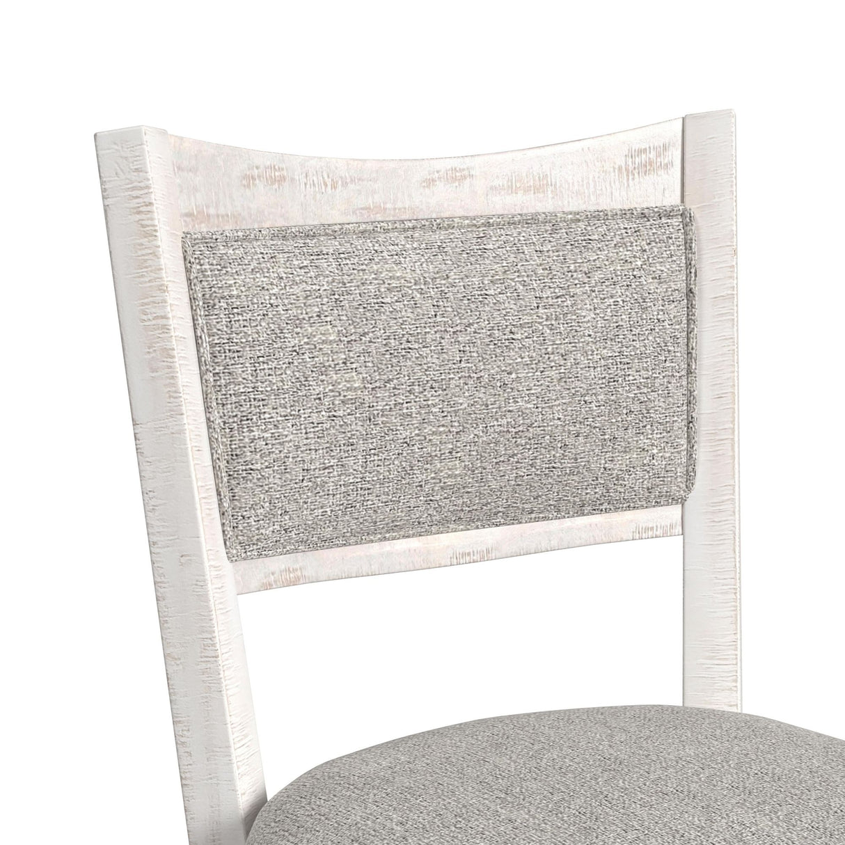 Rogen Rustic Swivel Bar Stool with Grey Fabric in Rustic White (2 Per Carton)