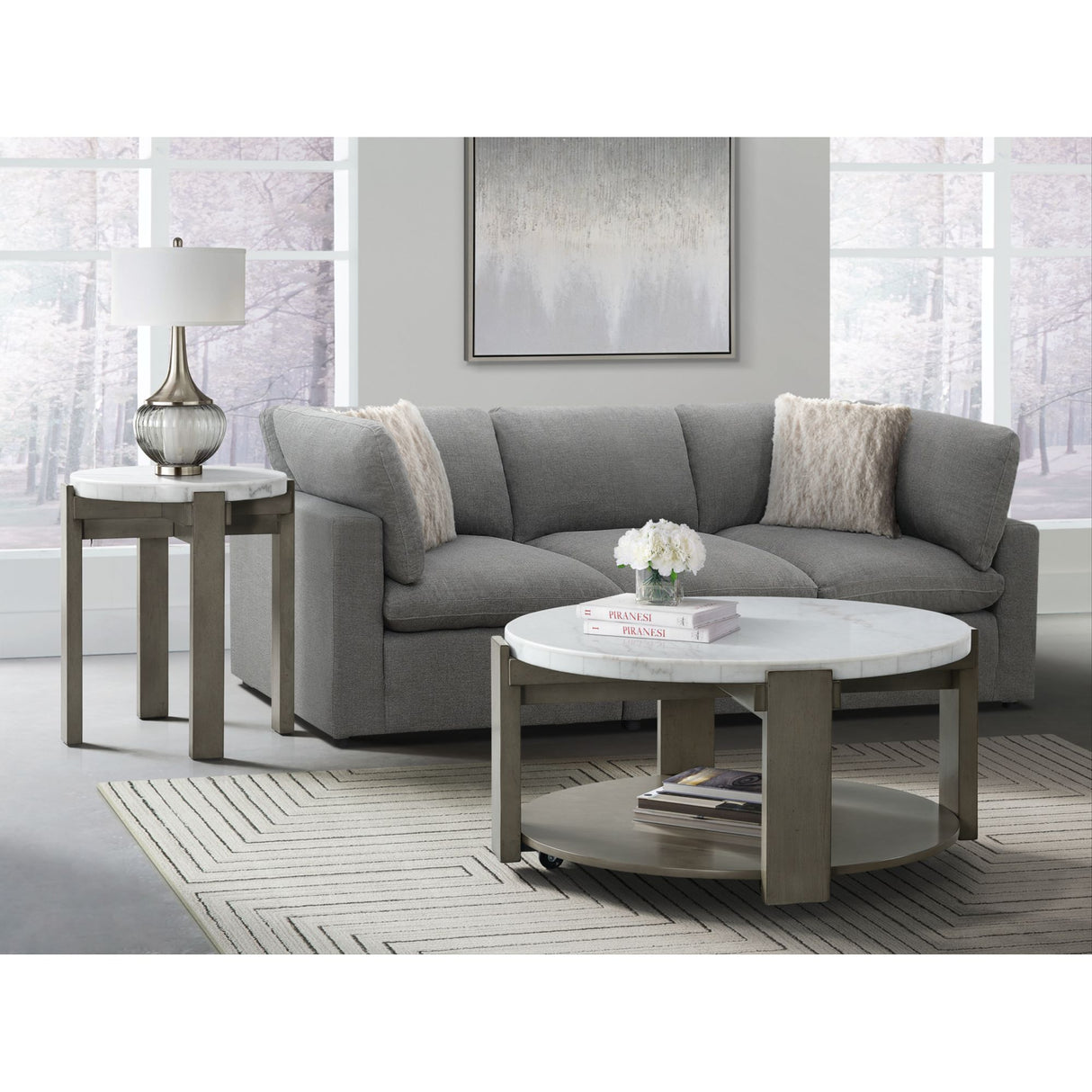 Rosamel Round Coffee Table in Ash Brown