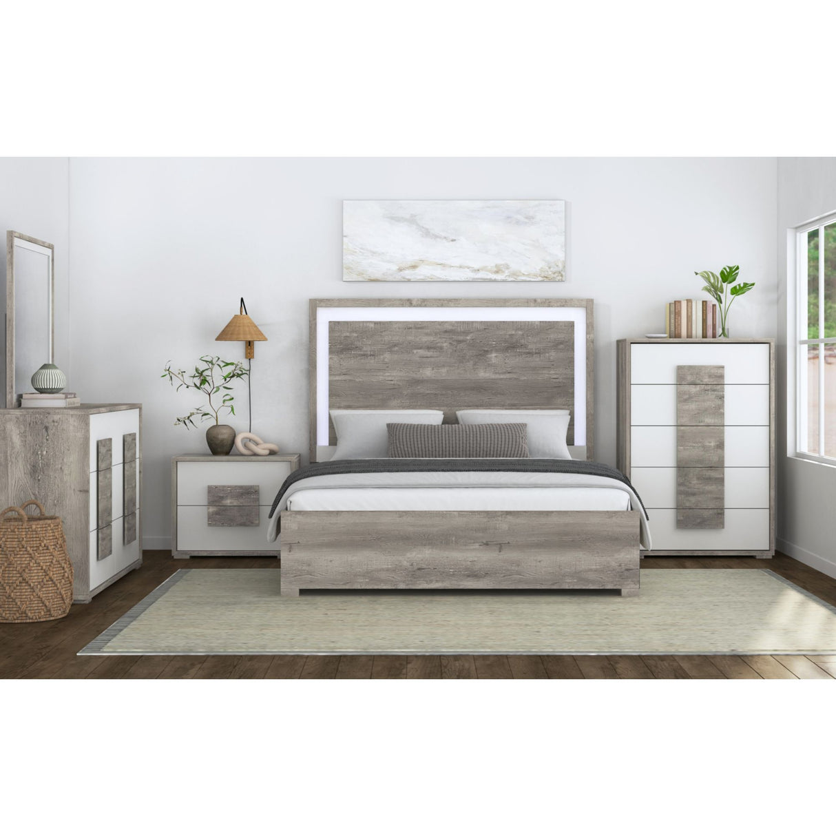San Matteo 2-Drawer Nightstand with USB in Dual Tone