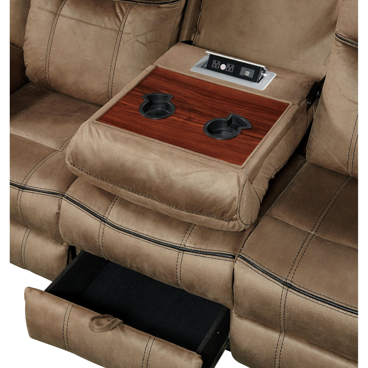 Sorrento Motion Sofa with Dropdown in T101 Brown