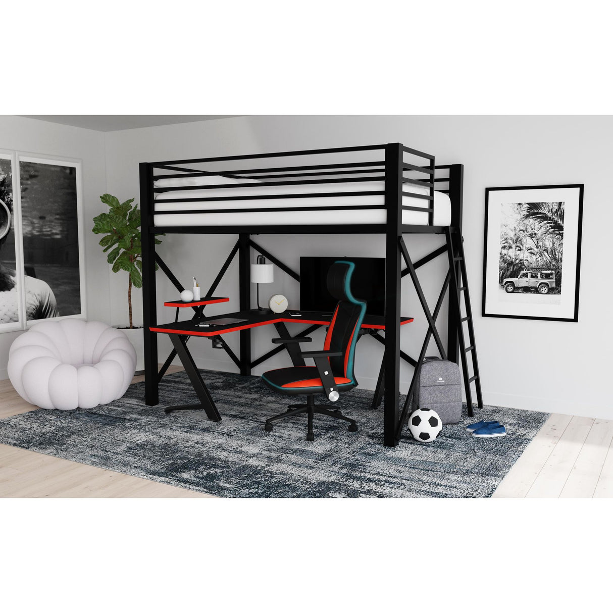 Rollins Gaming Chair with LED and Speaker in Black and Red - 3A Packing