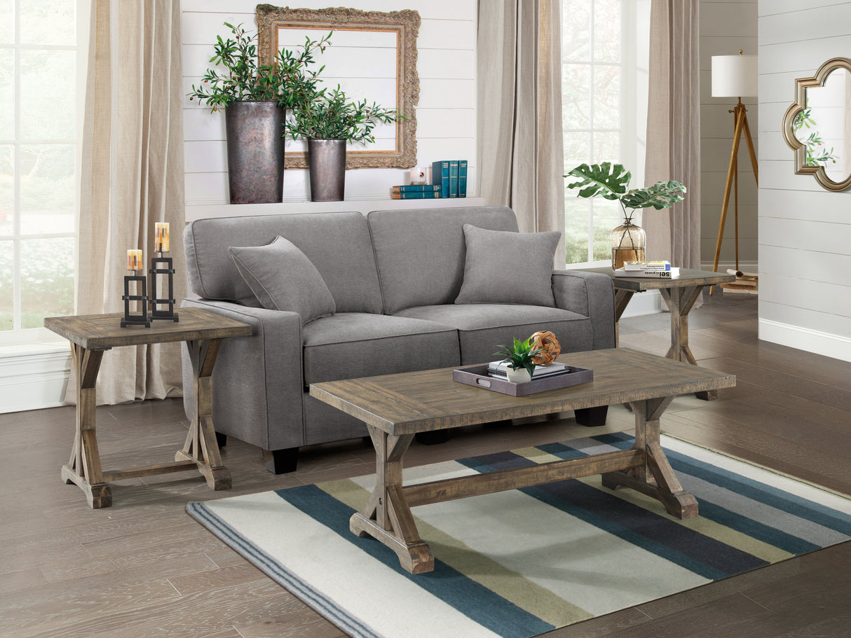 Finn 3PC Accent Trestle Table Set-Coffee Table & Two End Tables
