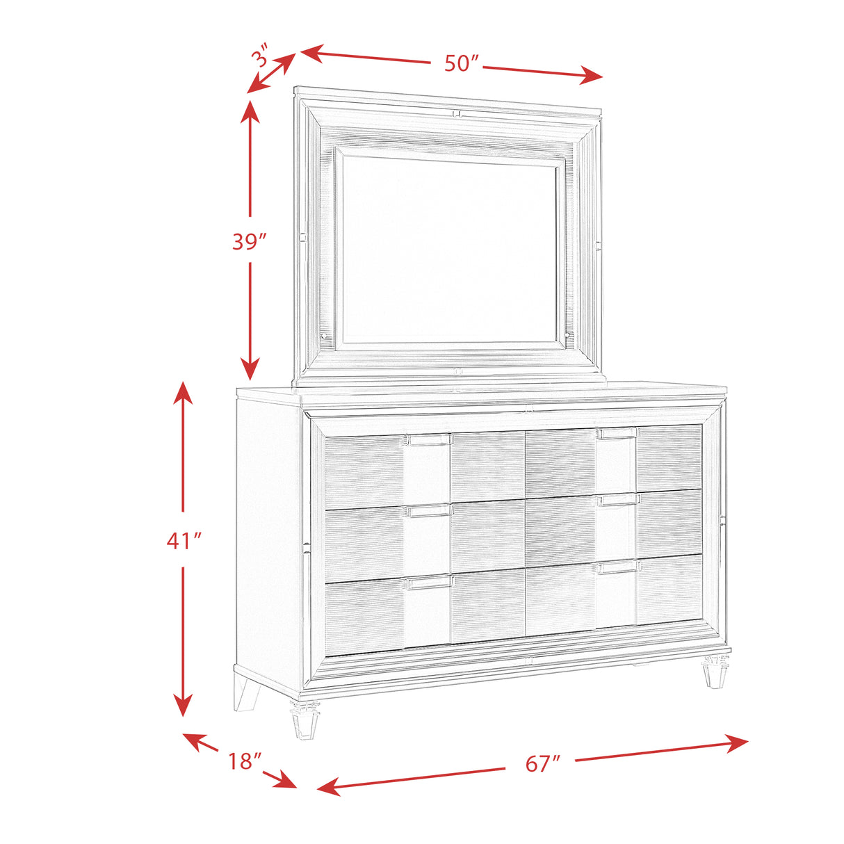 Twenty Nine 6-Drawer Dresser w/ Mood Lighting Mirror