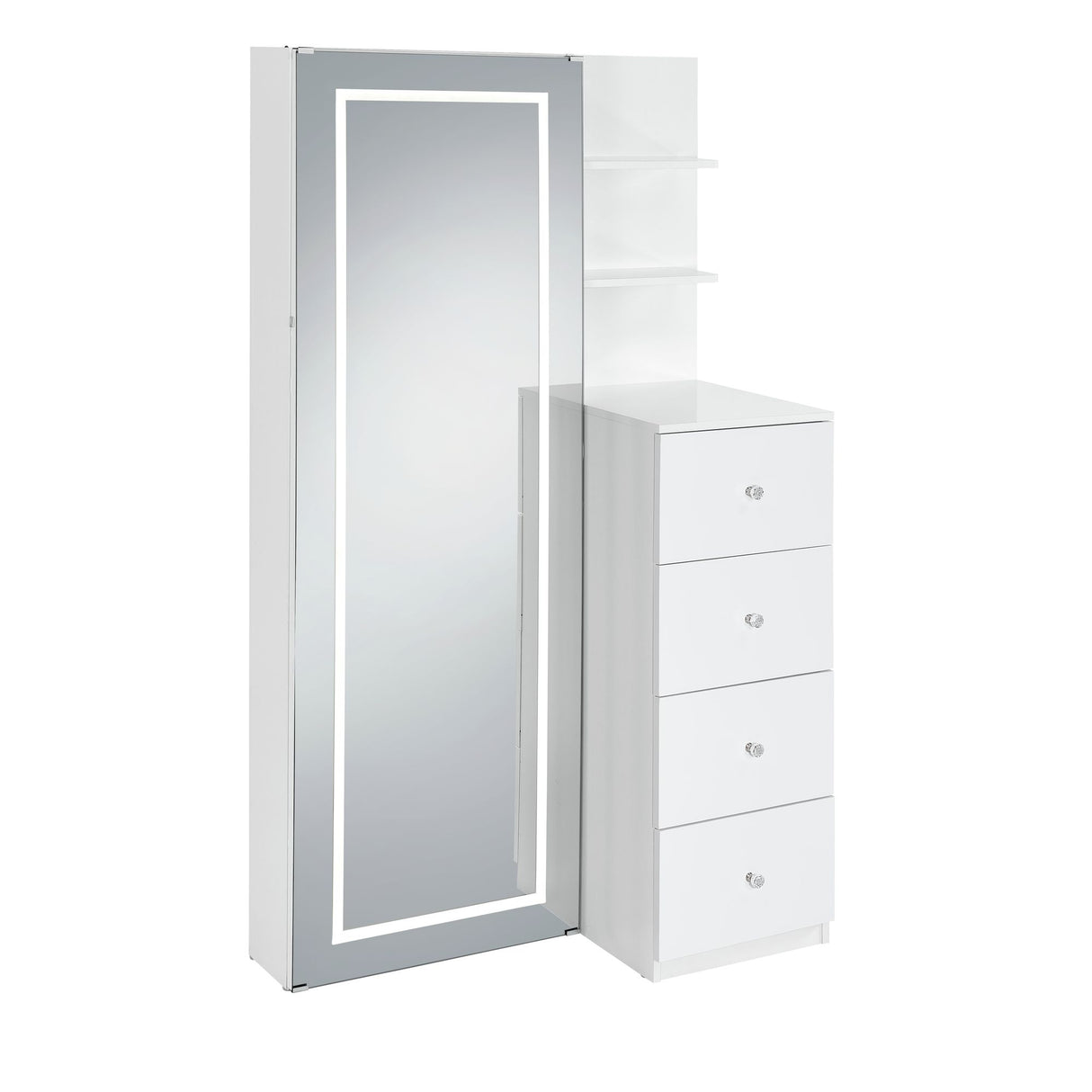 Vancouver Floor Mirror With Storage in White