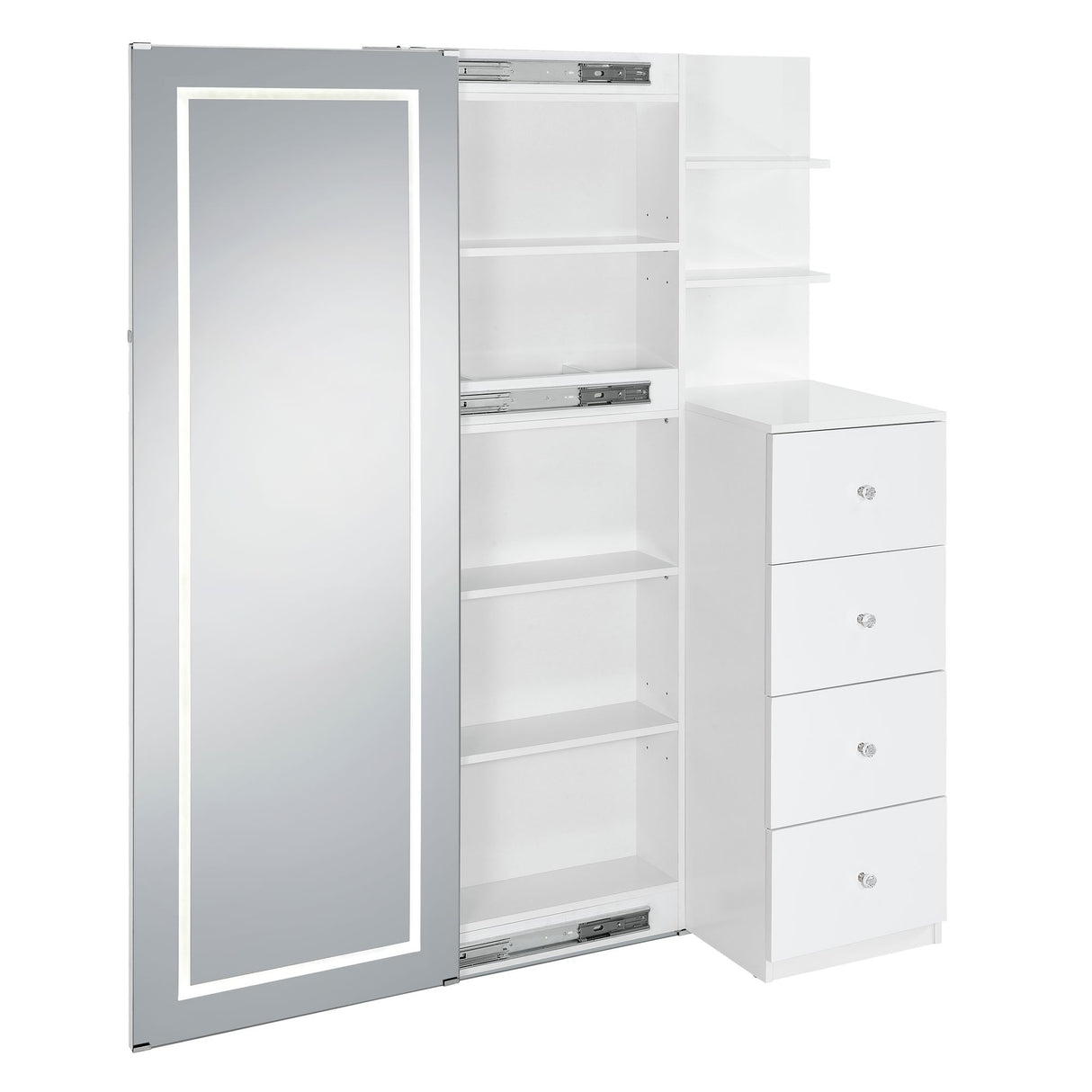 Vancouver Floor Mirror With Storage in White