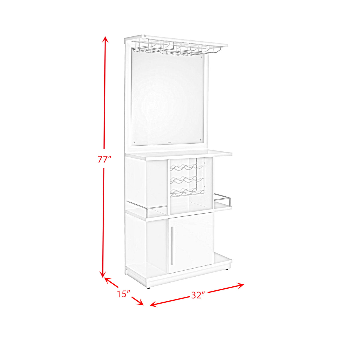 Wendolyn Wine Cabinet with Light in Glossy White