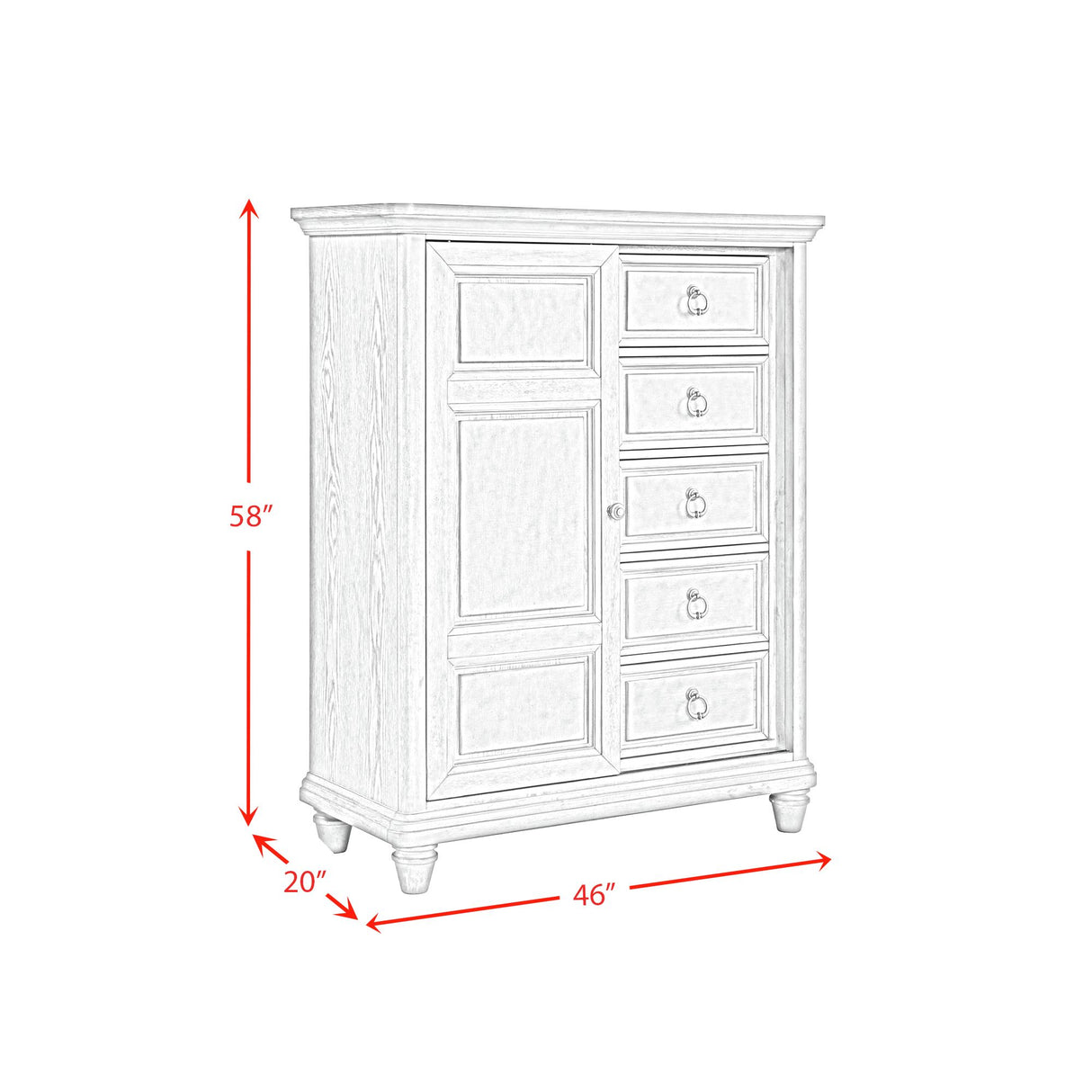Whit-Ash Panel Bedroom Set with Door Chest