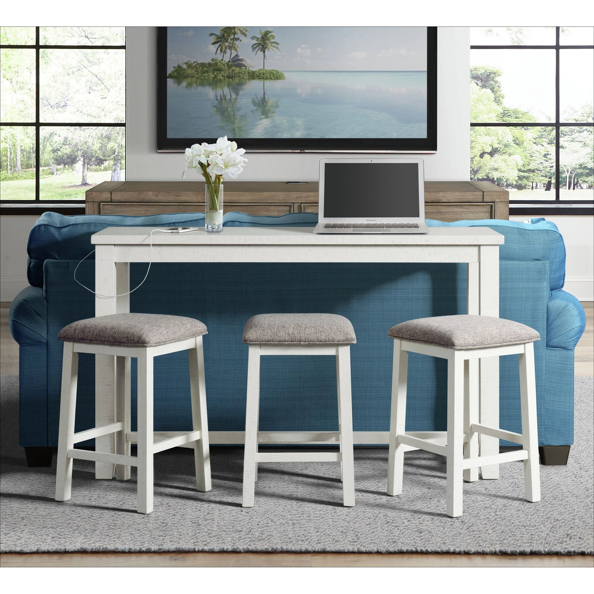 Stone Occasional Bar Table Single Pack (Table + Three Stools)