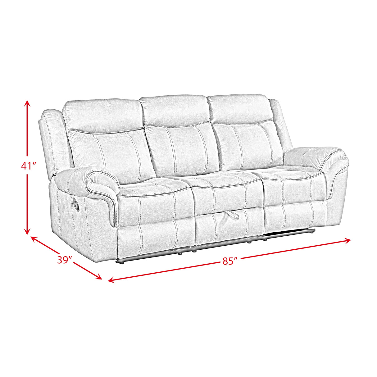 Sorrento 3PC Living Room Set in FB367 Charcoal-Sofa, Loveseat & Recliner