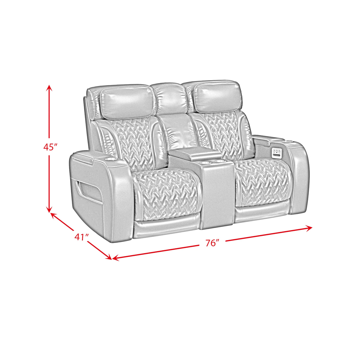 Prime Time P3 Living Room Set in Jett Black with Red Stitching