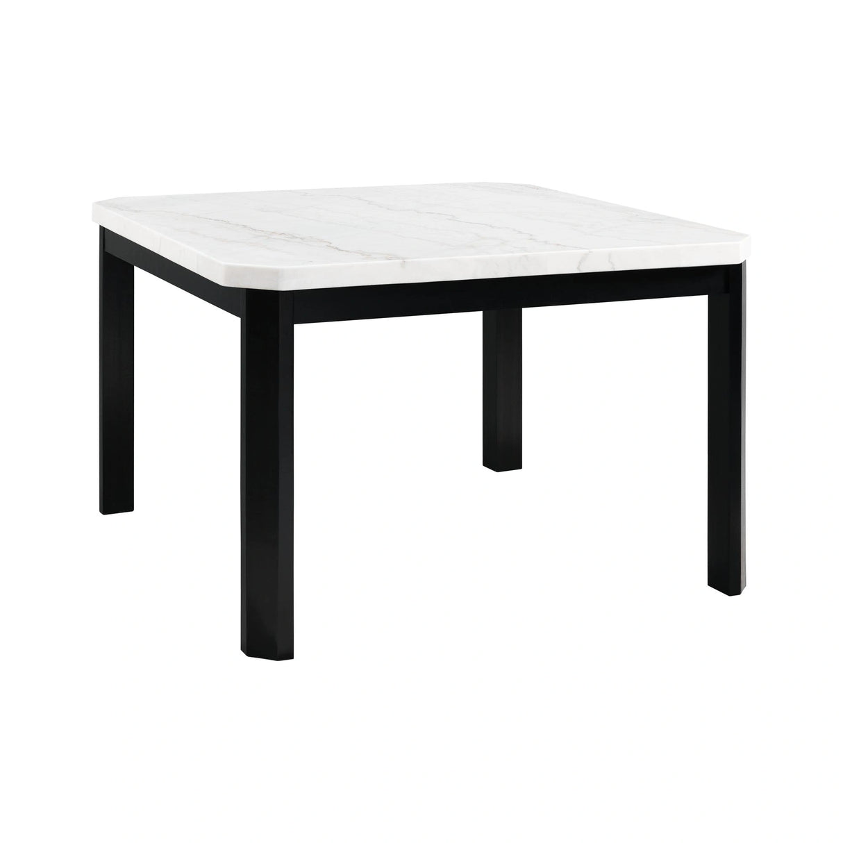 Francesca White Marble Square 5PC Counter Height Dining Set-Table & Four Blue Velvet Chairs