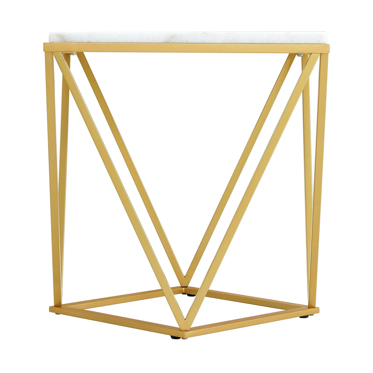 Riko 2PC Occasional Table Set in Gold-Coffee Table & End Table