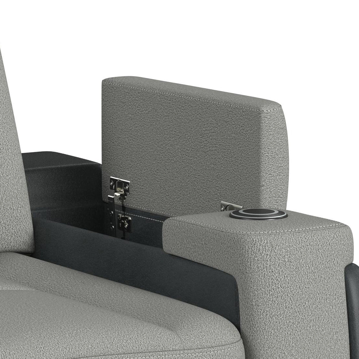 Lantana Power Motion Recliner with Power Headrest, Led, wireless charger and Cup holder in Rocky Cement/Charcoal