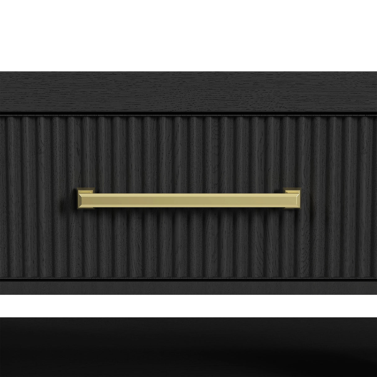 Ridgemont Coffee Table with Casters/Push Through Drawer in Black with Grain