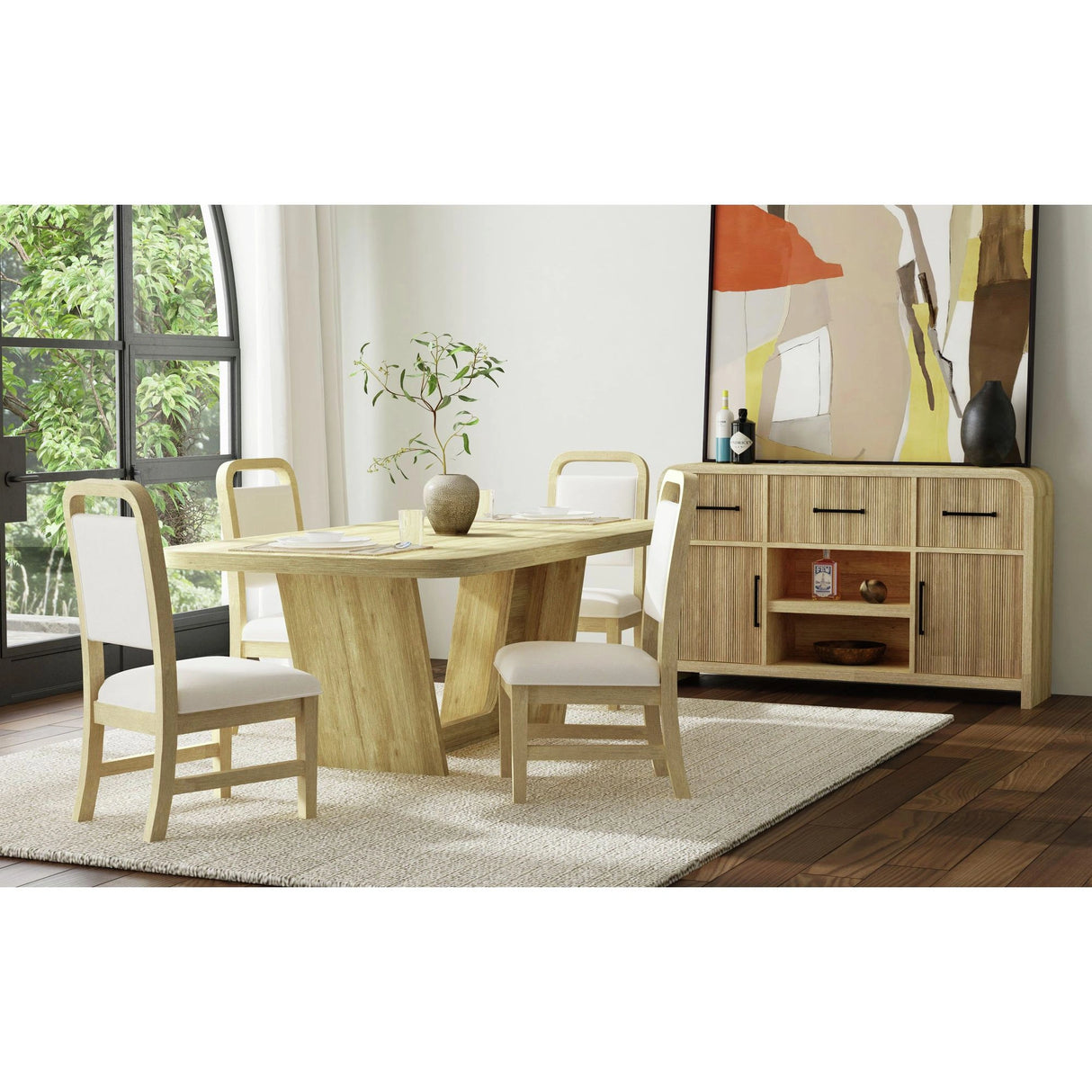 Ridgemont Dining Side Chair with White Fabric in Natural (2 Per Carton)