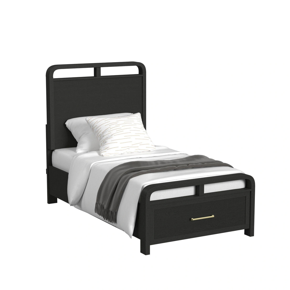 Ridgemont Storage Bed in Black with Grain