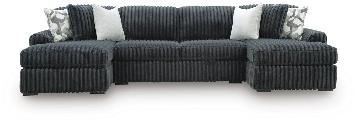 Midnight-Madness Double Chaise Sectional - Gunmetal