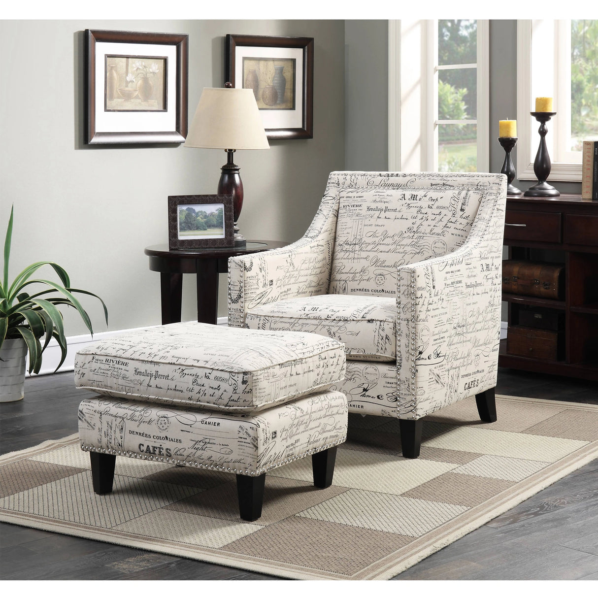 Erica 497 Ottoman W/Chrome Nail (ISTA 3)