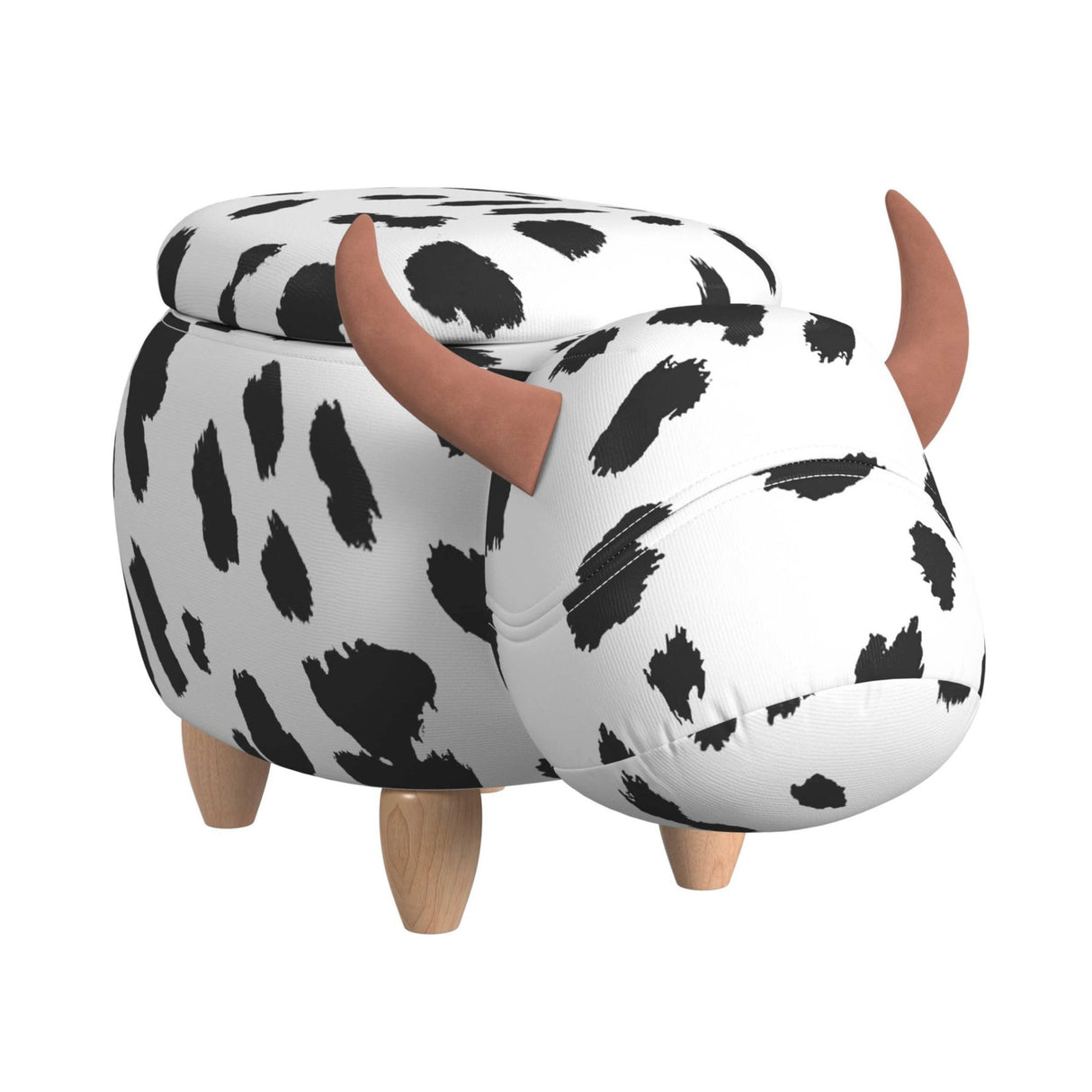 Cow Storage Stool in White and Black