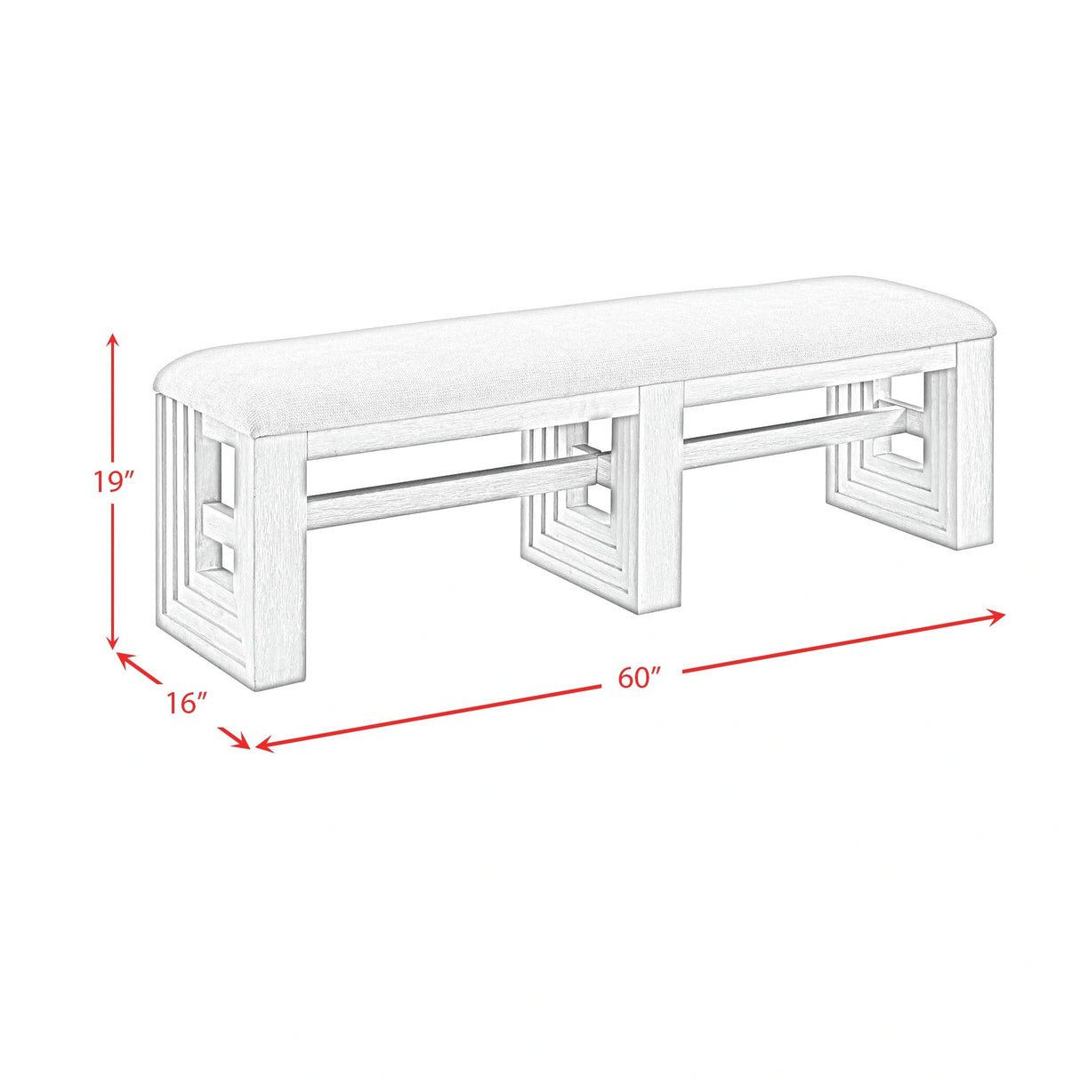 Avalanche Dining Bench in Antique White