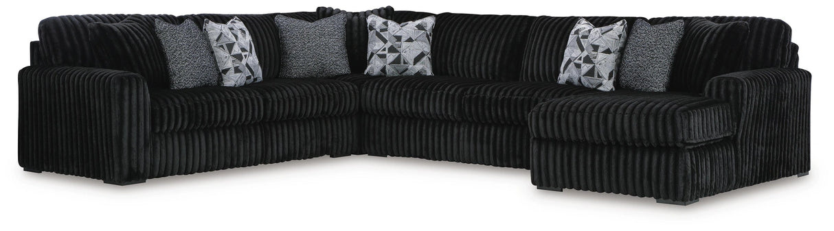 Midnight-Madness Sectional with Chaise - Onyx
