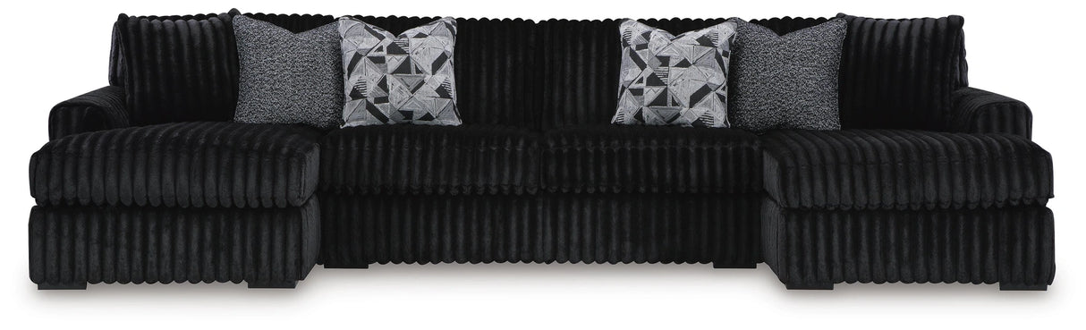 Midnight-Madness Sectional with Chaise - Onyx