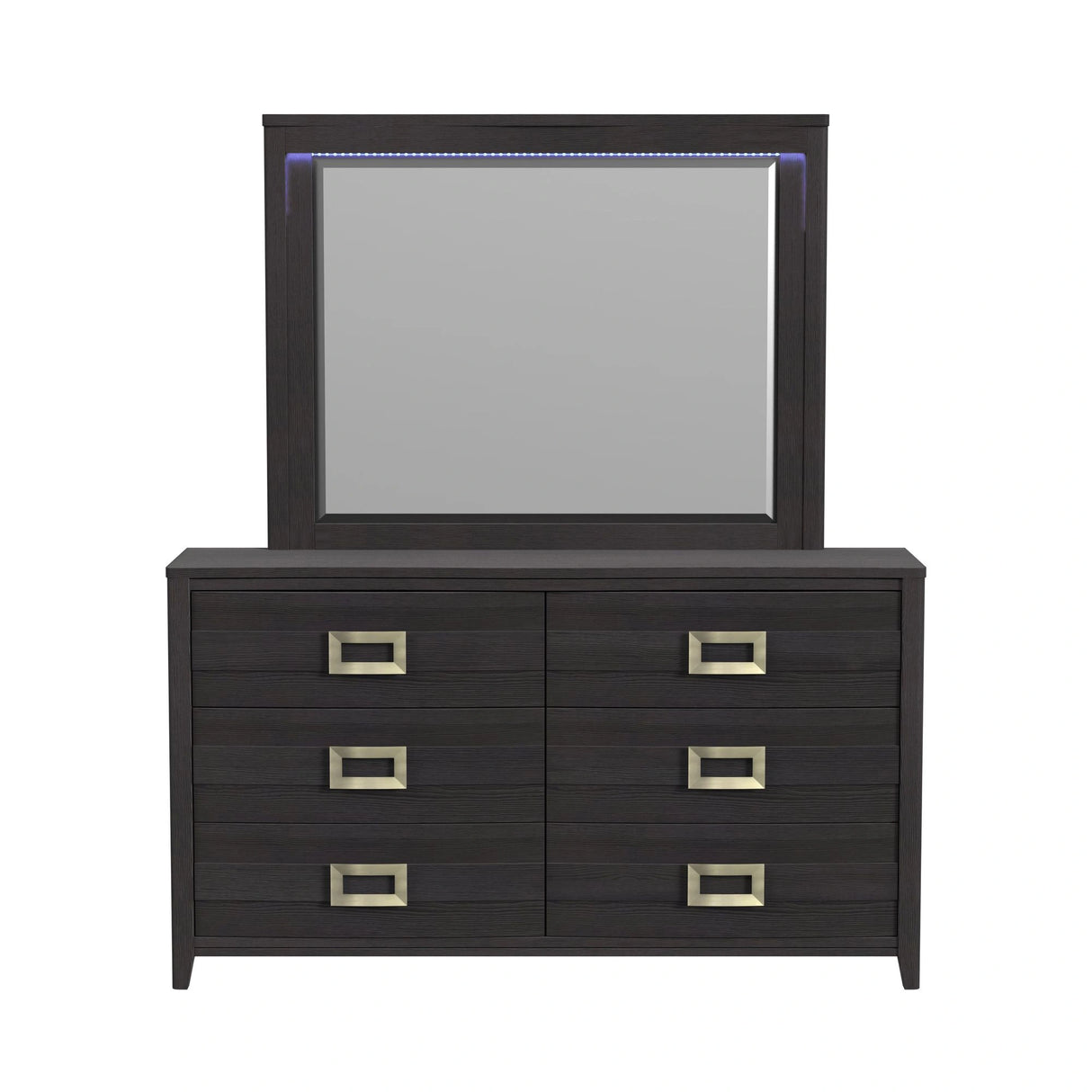 Tobias Dresser and Mirror Set with LED in Black