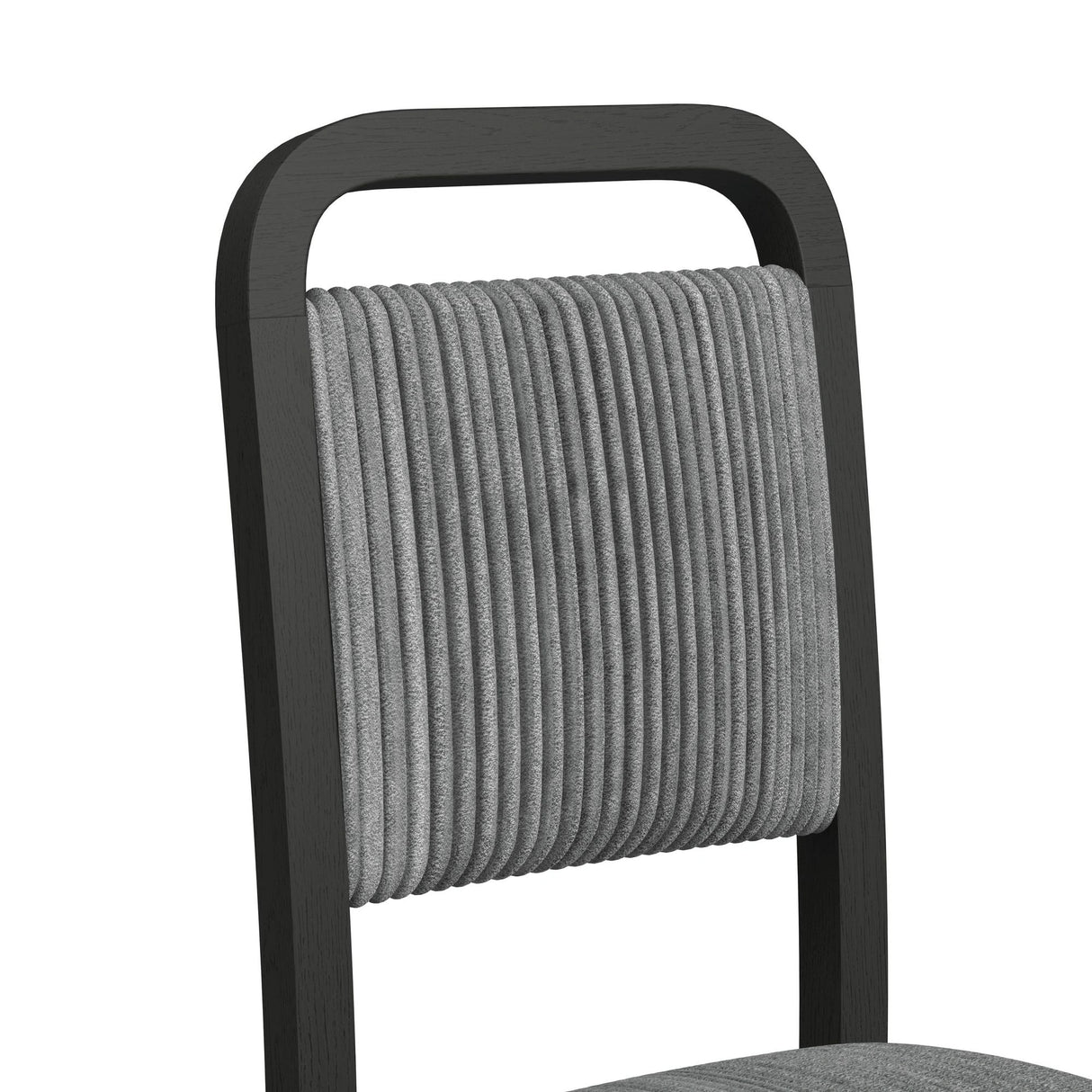 Ridgemont Standard Height Dining Set in Black with Grain-Table and Four Grey Fabric Chairs