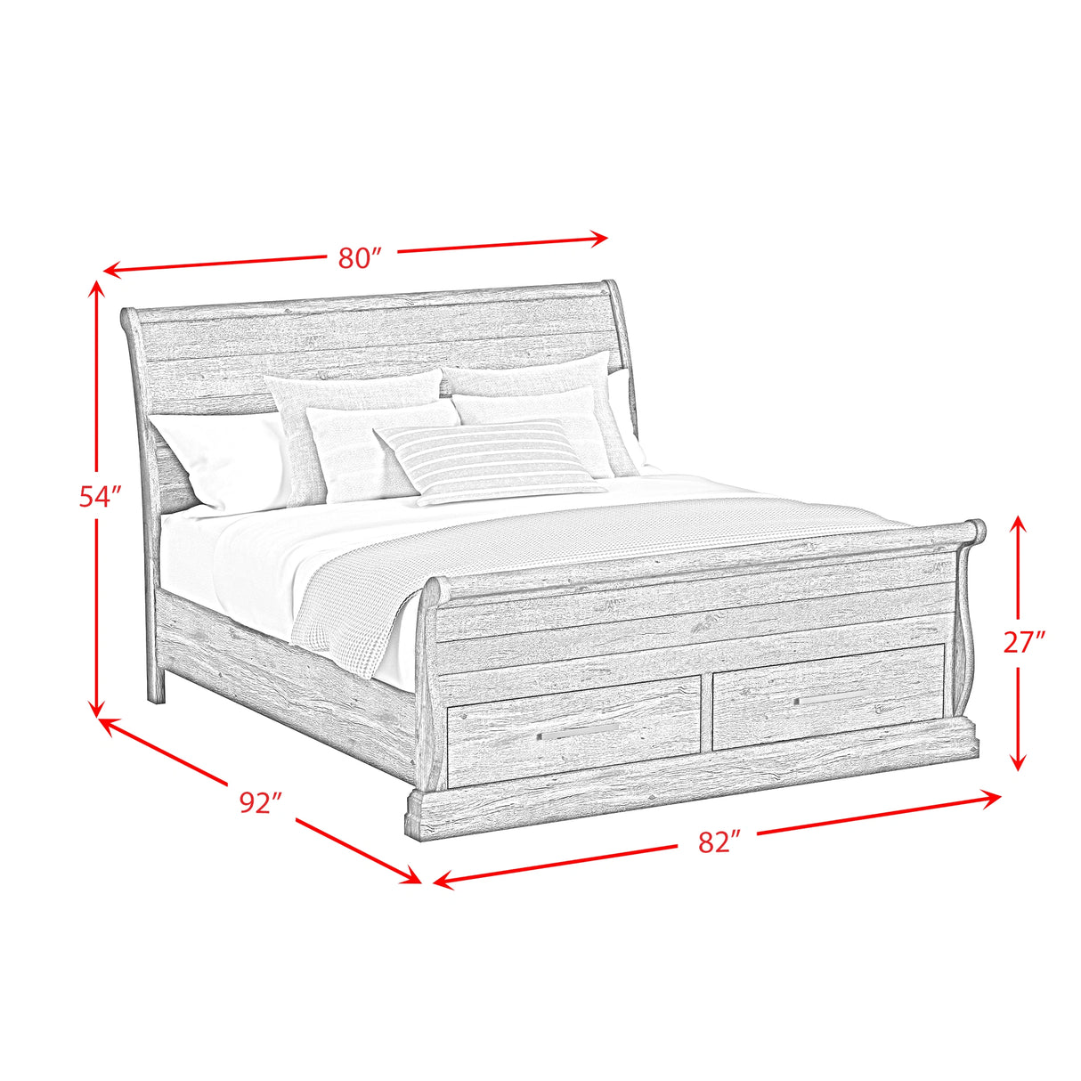 Park Ridge Sleigh Storage Bed in Charcoal