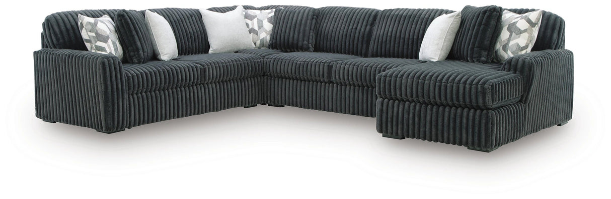 Midnight-Madness Sectional with Chaise - Gunmetal