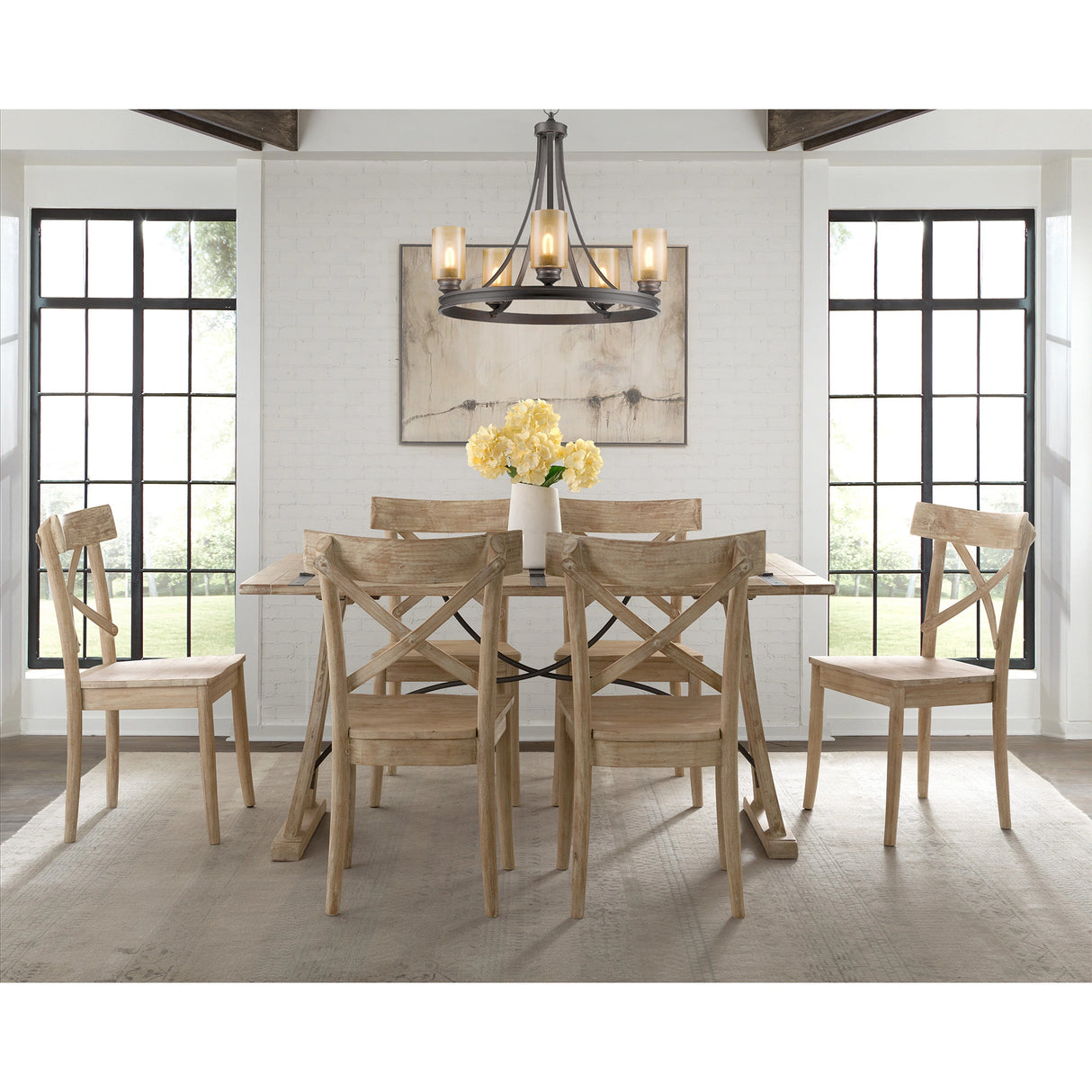 (D680-33) Callista- Folding Top Dining Table- Beach/Natural Metal