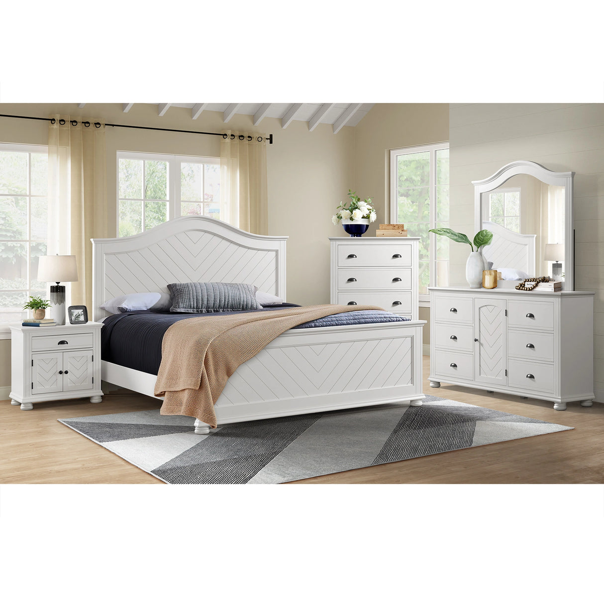 Kona Panel Bed in White