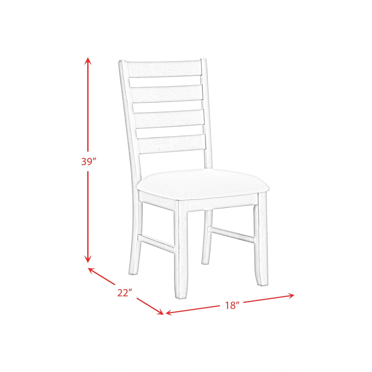 Farmington Ladder Back Dining Side Chair with Light Beige Fabric in Washed Stone (2 Per Carton)
