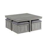 Uster Coffee Table W/Four storage Stools Grey